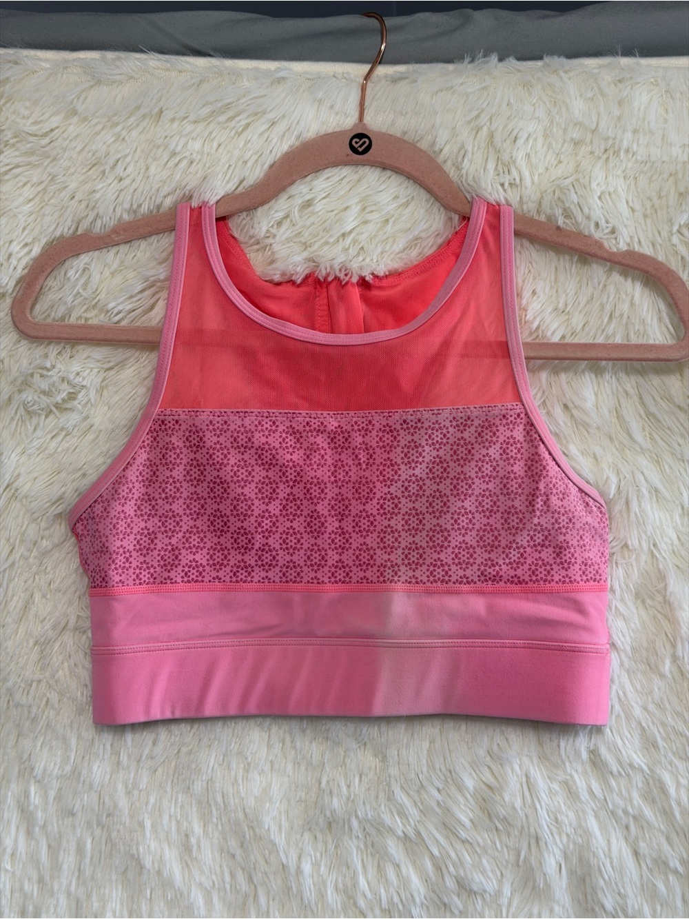 Zyia Active Womens Flower Power All Star Sports Bra Size M Neon Coral Yoga Gym